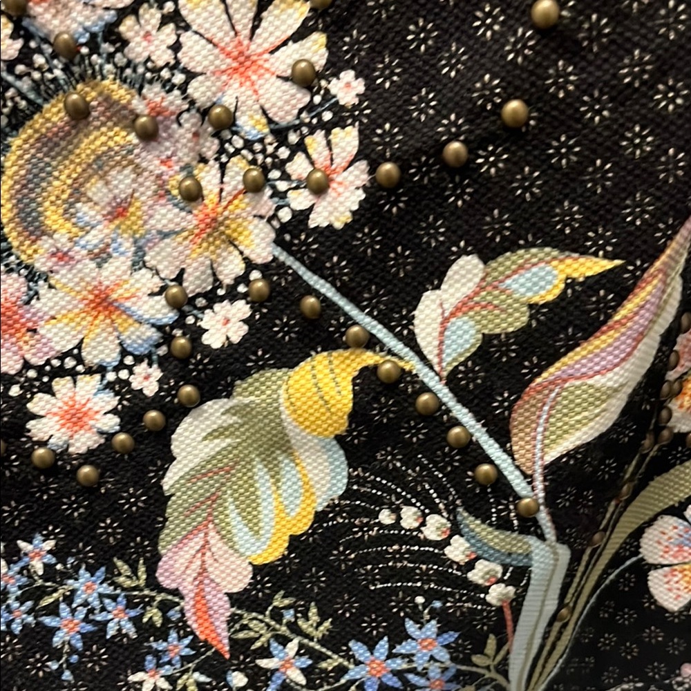 Anthropologie Floral Black One-Shoulder Dress with shoulder ribbon - Picture 2 of 5